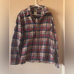 NWT AE Men’s Red & Blue Plaid Flannel Shirt